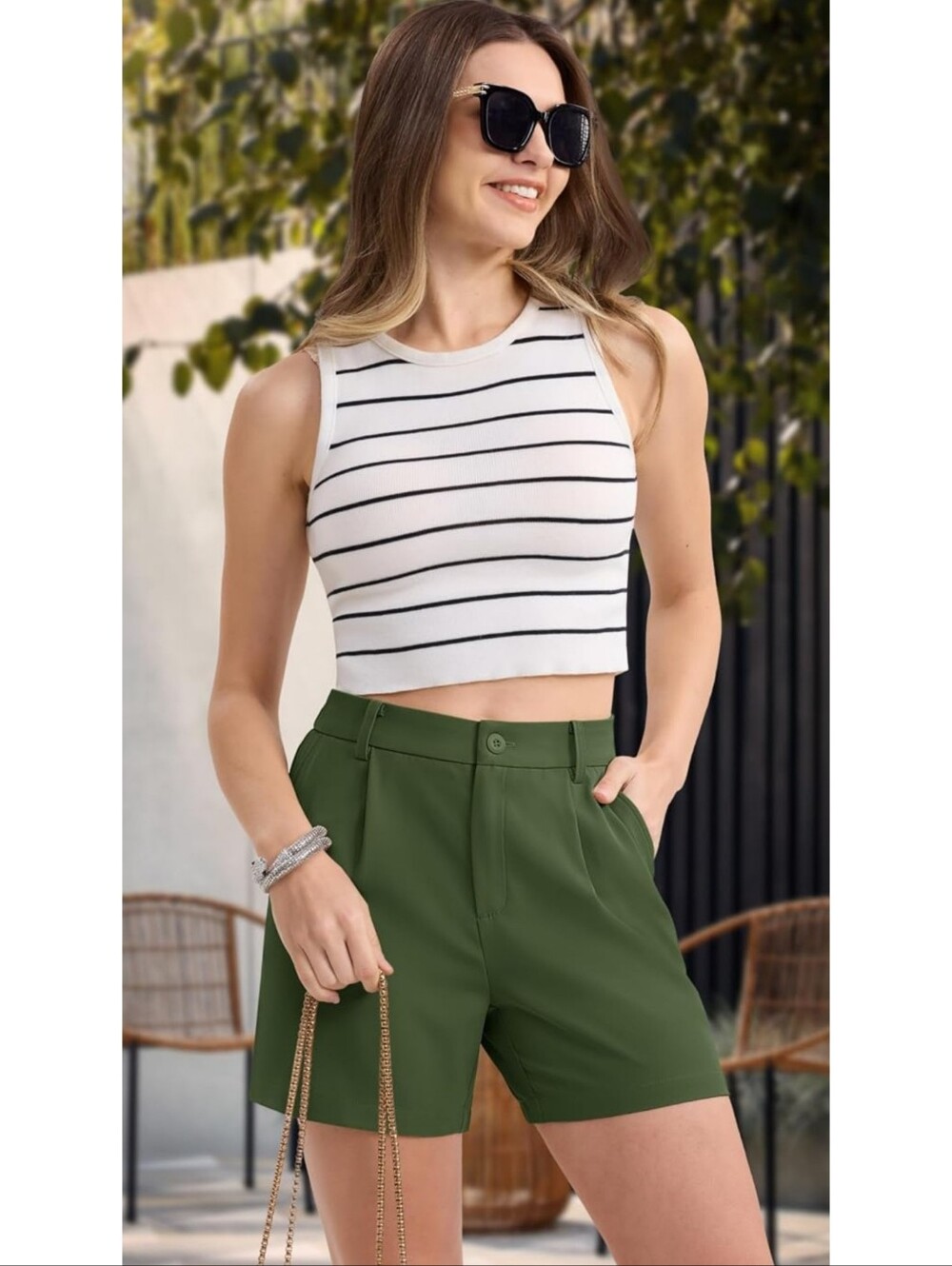 Magcomsen Breathable Tailored Shorts Olive Green Size S